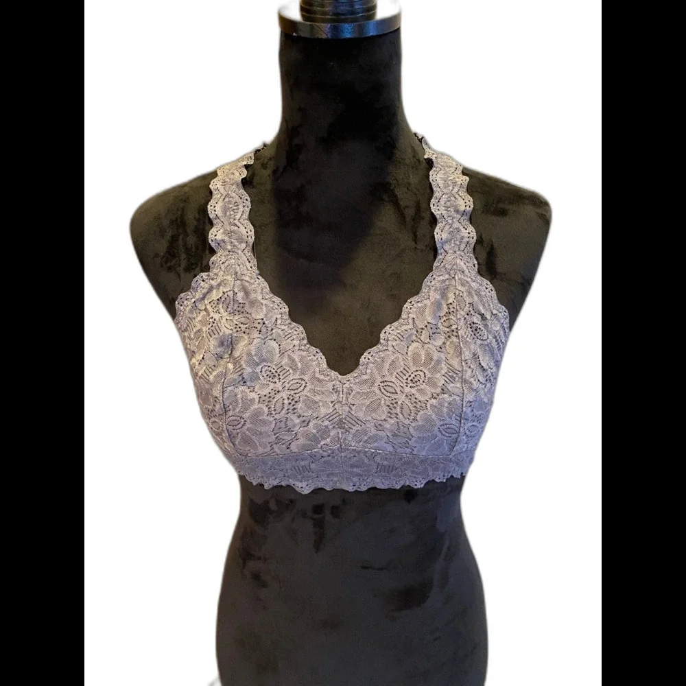 Felina Gray Bra Size‎ Medium Lacy Bralette Sexy Lingerie Could wear as a top